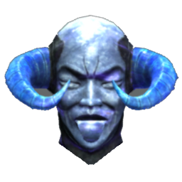 Blue bald head with horns